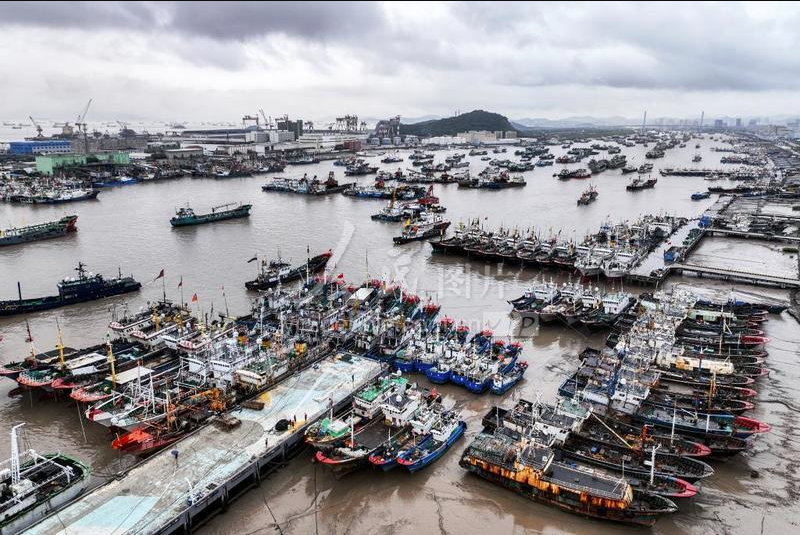 Zhoushan fishing harbor and island coast